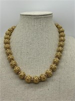 Vintage Monet Gold Filigree Ball Necklace