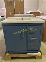 36" Blue Vanity with White Top