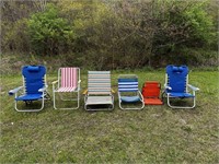 (6) FOLDING BEACH CHAIRS (VARIOUS SIZES)