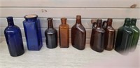 Vintage Cobalt Blue & brown bottles lot