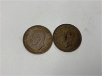 New Zealand Penny 1942 Australia Penny 1943