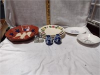 Turtle Creek Redware & MCM Plates, Delft S&P