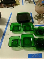 Set Of Green Depression Glass