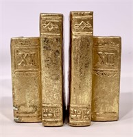 Bookends, cast plaster with gold wash, 6"T,