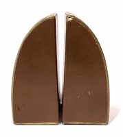 Bookends - leather covered, gold "World"
