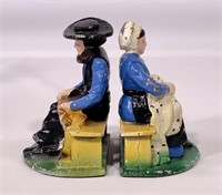 Bookends - cast iron Amish couple, 3" x 4" base,
