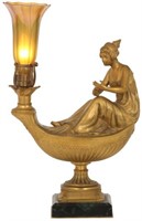 Bronze Student Lamp w/ Quezal Shade
