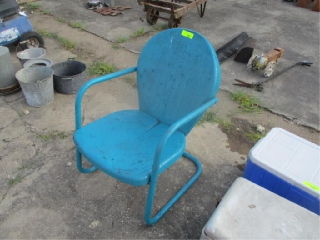 Blue metal chair