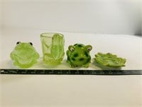 Frog tooth brush holders, cup, soap dish