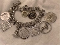 Loaded Vtg Sterling Silver Charm Bracelet