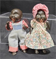 Pair of Vintage Black Porcelain Doll Kids