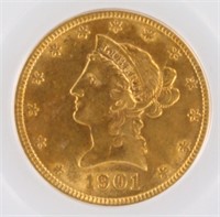 1901 Gold Eagle PCGS XF40 $10 Liberty Head OGH