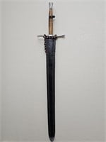 Sword w Tooled Leather Scabbard, 48.5in