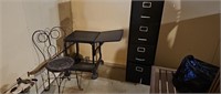 Metal Table- Chair- Filing Cabinet