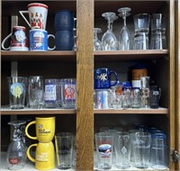 contents of shelf/beer glasses