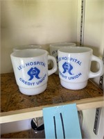 VTG set of 4 Lee Hospital credit union mugs