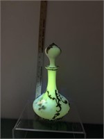 VINTAGE MILK GLASS ORNATE DECANTER-GLOWS