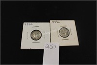 2-1942 mercury dimes (display area)