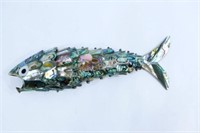 Abalone & Metal Articulated Fish Sculpture