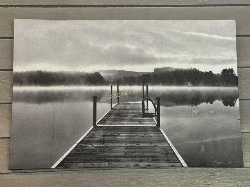 29.5" x 19.5" Hand Painted Boat Dock Painting