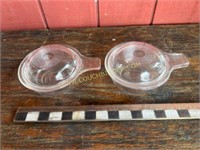 PYREX Stubby Handle Clear Glass Dish Art Deco Lid