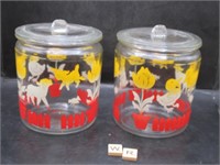 VINTAGE GLASS COVERED CANNISTER JARS