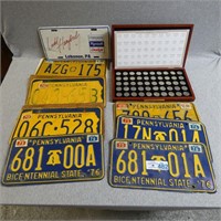 Various License Plates & State Quarters