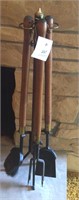 wood handle fireplace tool and holder set