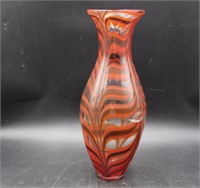 18" Orange & Black Vase