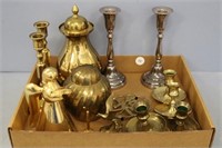 Brass figurines & candle holders