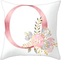 $30  O Alphabet Pillow  Flowers 18x18  46x46cm Pin