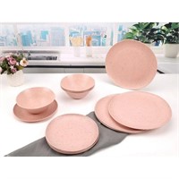 MAINSTAYS PINK PLASTIC 12 PC DINING SET