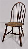 Brace back Windsor side chair, rush seat, Nichols