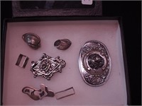 Group of unmarked silver: belt buckle