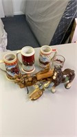 Beer steins, mug, figurines misc