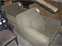 2 Green Upholstered Arm Chairs