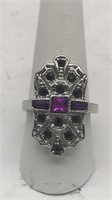Fashion Ring W/purple Stones - Sz 9.25