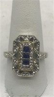 Fashion Ring W/ Blue & Clear Stones Sz 10