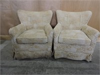 PAIR UPHOLSTERED ACCENT ARM CHAIRS W/SKIRT AND