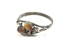 Small sterling silver ring with tiger eye