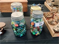 4 Jars of old marbles