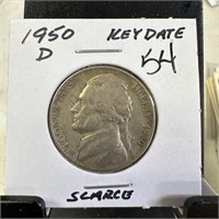 1950-D KEY DATE JEFFERSON NICKEL SCARCE