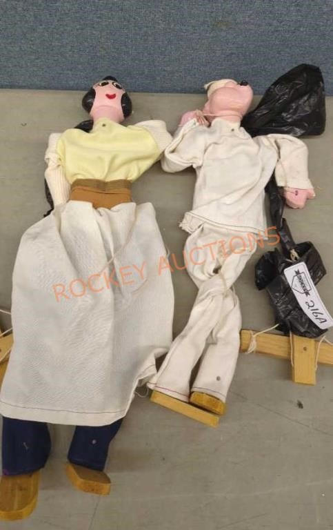 Vintage Popeye and Olive Oil Marionettes