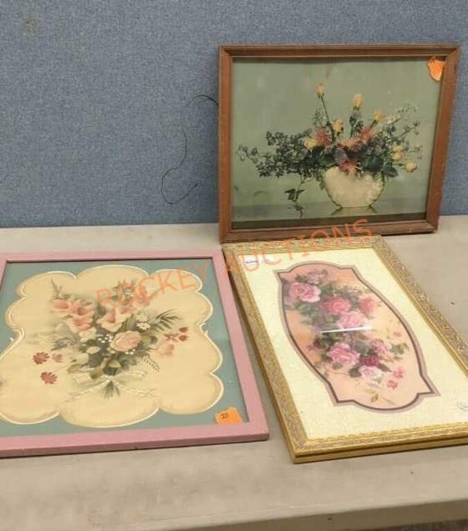 Vintage floral wall art lot