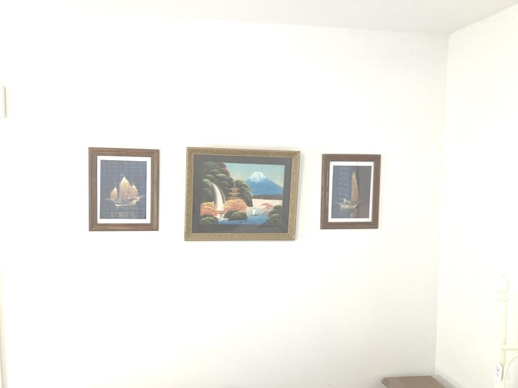 3 framed pictures of boats