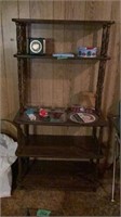 Wooden shelving Unit w/contents