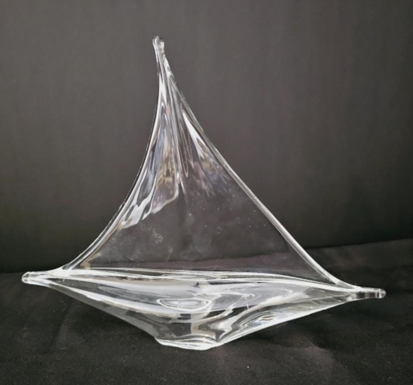 Vintage Art Glass Sailboat Sculpture Paperweight