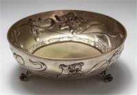 Art Nouveau Repousse Silver Footed Bowl