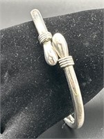 Sterling Silver Hinged Bangle Bracelet, TW 26.0g