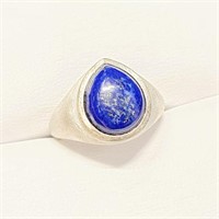 SILVER LAPIS(4.8CT)  RING (~SIZE 6.5) (~LENGTH